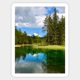 Mountain Lake with Forest and Clouds Sticker